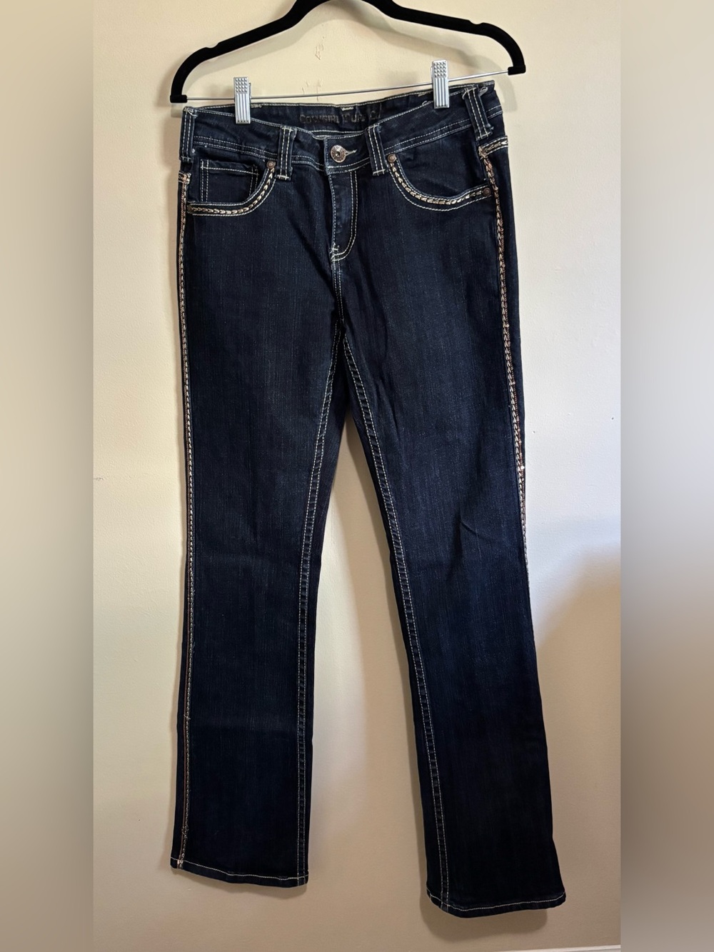 Cowgirl Tuff Co Golden Bootcut Jeans Dark Wash Sequin Embroidered 30/10 - Picture 4 of 10
